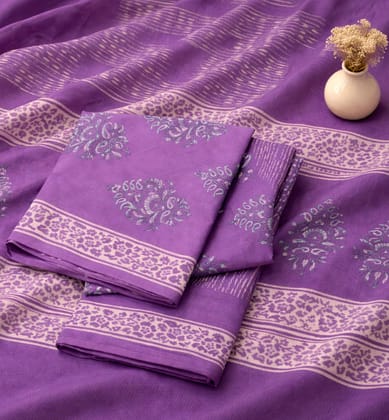 Handcrafted Dabu Print Cotton Dress Material – 3 Piece Set