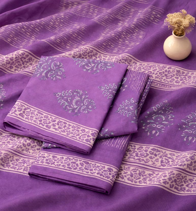 Handcrafted Dabu Print Cotton Dress Material – 3 Piece Set