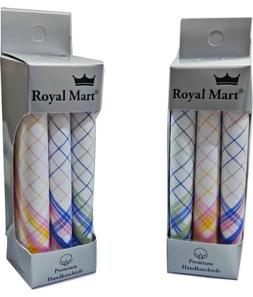 royal mart 6 Multi Colour 11 Inch Handkerchief Women's Cotton Striped | Comfortable and Convenient for Long Hours | Multi Colour| Multicolor Handkerchief (Pack of 6)
