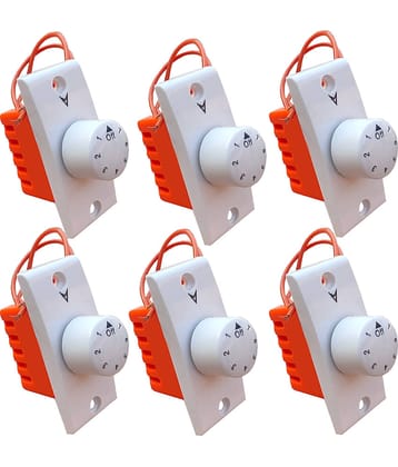 HIRU SWITCH 7 STEP - 6 PCS CHROME FAN REGULATOR for Home & Office Step-Type Button Regulator