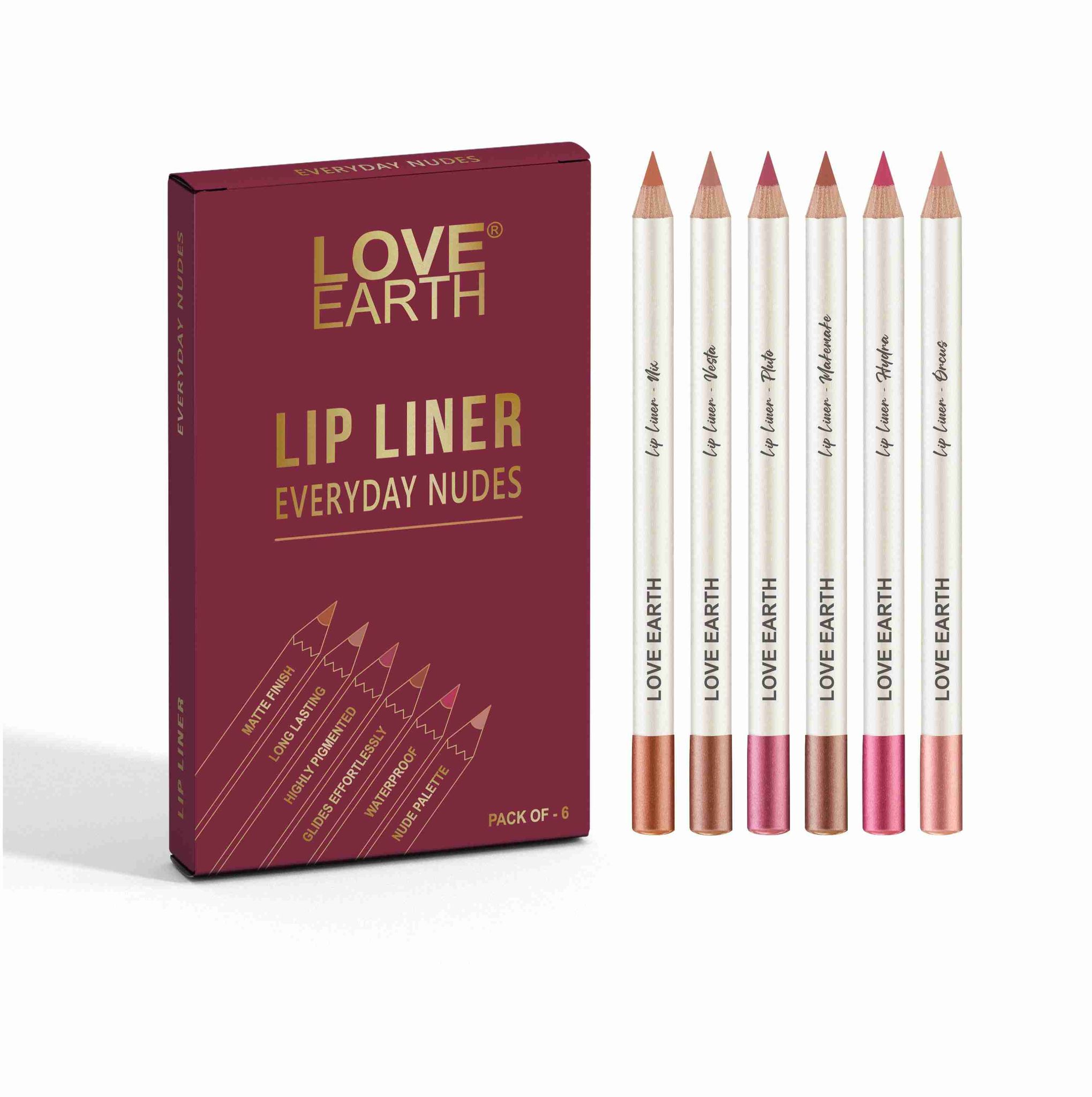 Love Earth Lip Liner Everyday Nudes - Pack of 6