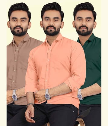 ALY JH0N Cotton Regular Fit Full Sleeves Men's Formal Shirt - Multicolor 3 ( Pack of 3 )