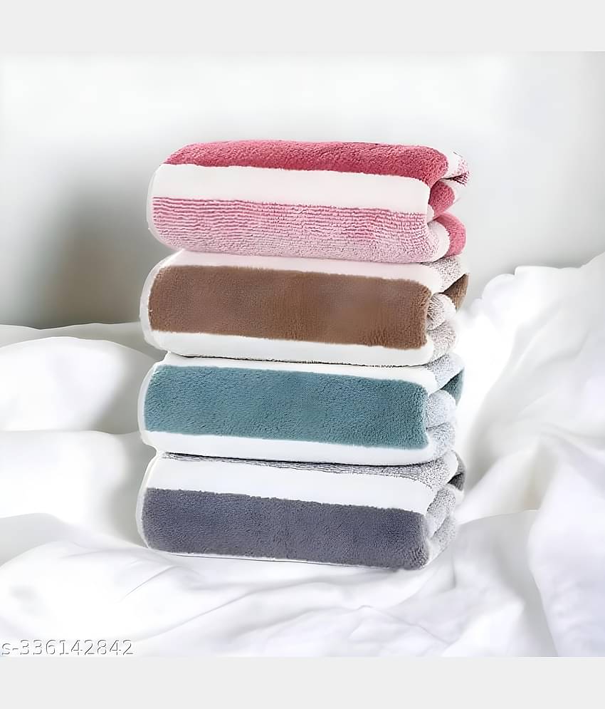 MILAP Pack of 4 Microfibre 250-300 -GSM Hand Towel ( Multicolor )