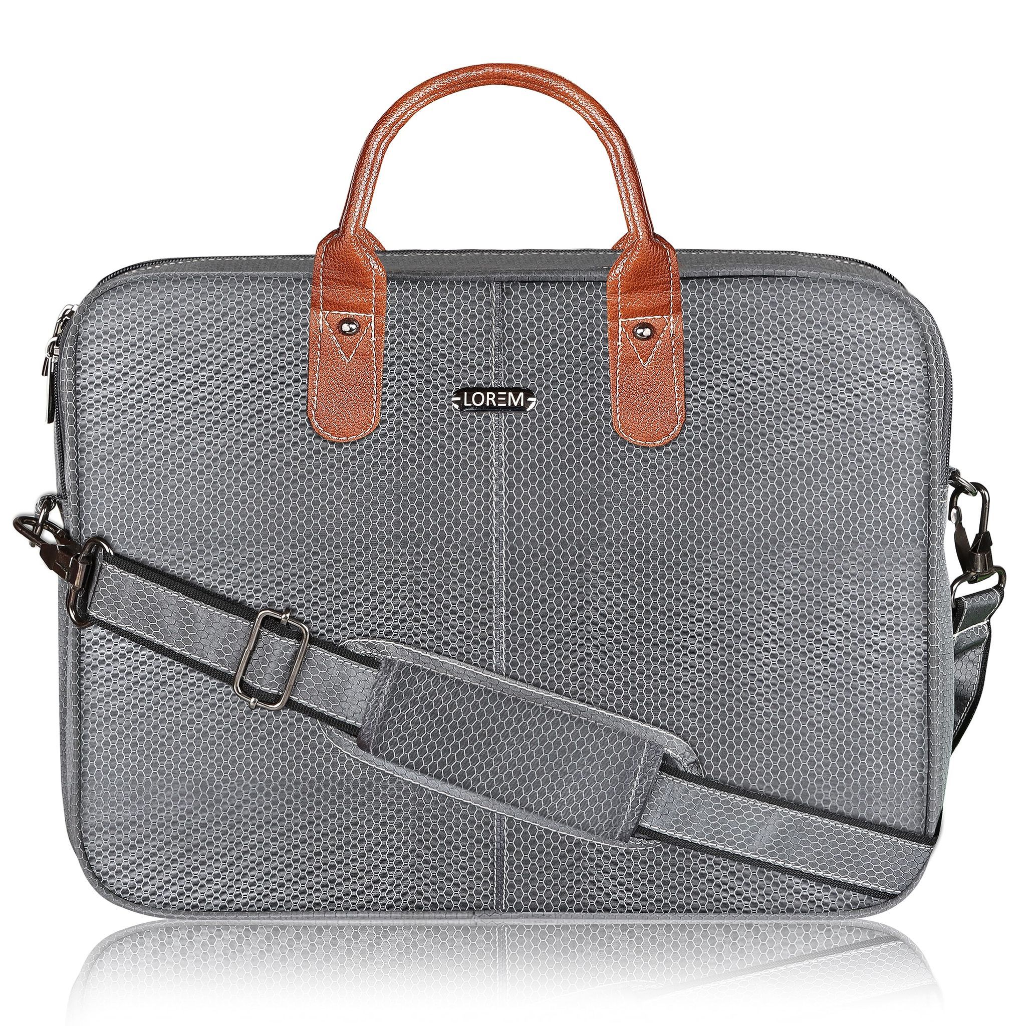 LOREM Grey Color Linen fabric 10L Laptop Messenger Bag For Men & Women BG75