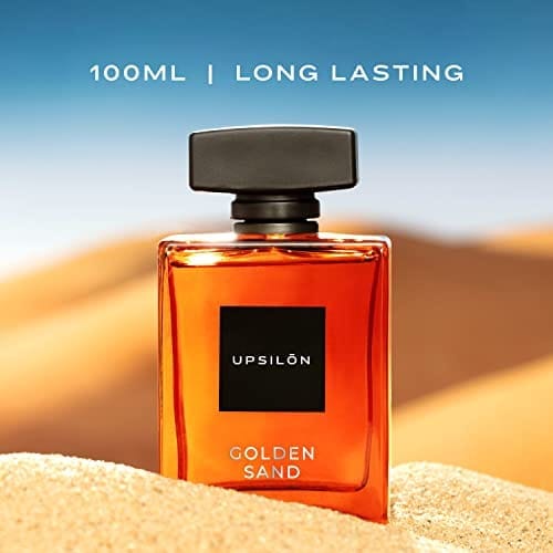 UPSILON Golden Sand Eau De Parfum Premium Long Lasting Fresh & Powerful Fragrance Spray Travel Friendly Luxury Parfum Scent | Mens Perfume | 100ml - Pack Of 1