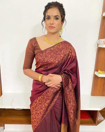 Maroon Beautiful Design Kanchipuram Soft Silk Saree