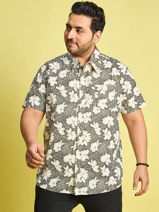 Men Plus Size Count Floral Printed Multi Color Shirt - 2XL