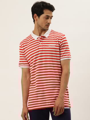 Premium Red Striped Half Sleeve Polo-S-38