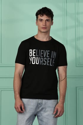 Cotton Black Graphic BIYS T-Shirt