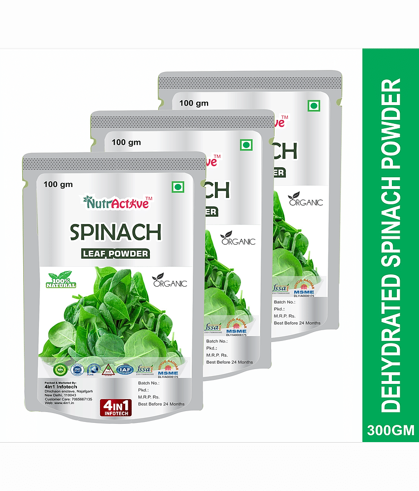 NutrActive Green Spinach Leaf Powder/ Palak Leaf Instant Soup 300 gm Pack of 3