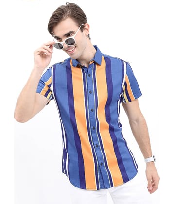 Ketch 100% Cotton Regular Fit Striped Half Sleeves Men's Casual Shirt - Pink ( Pack of 1 )