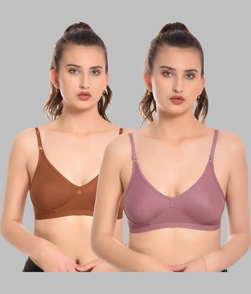 Elina Pack of 2 Cotton Non Padded Women's T-Shirt Bra ( Multicolor )