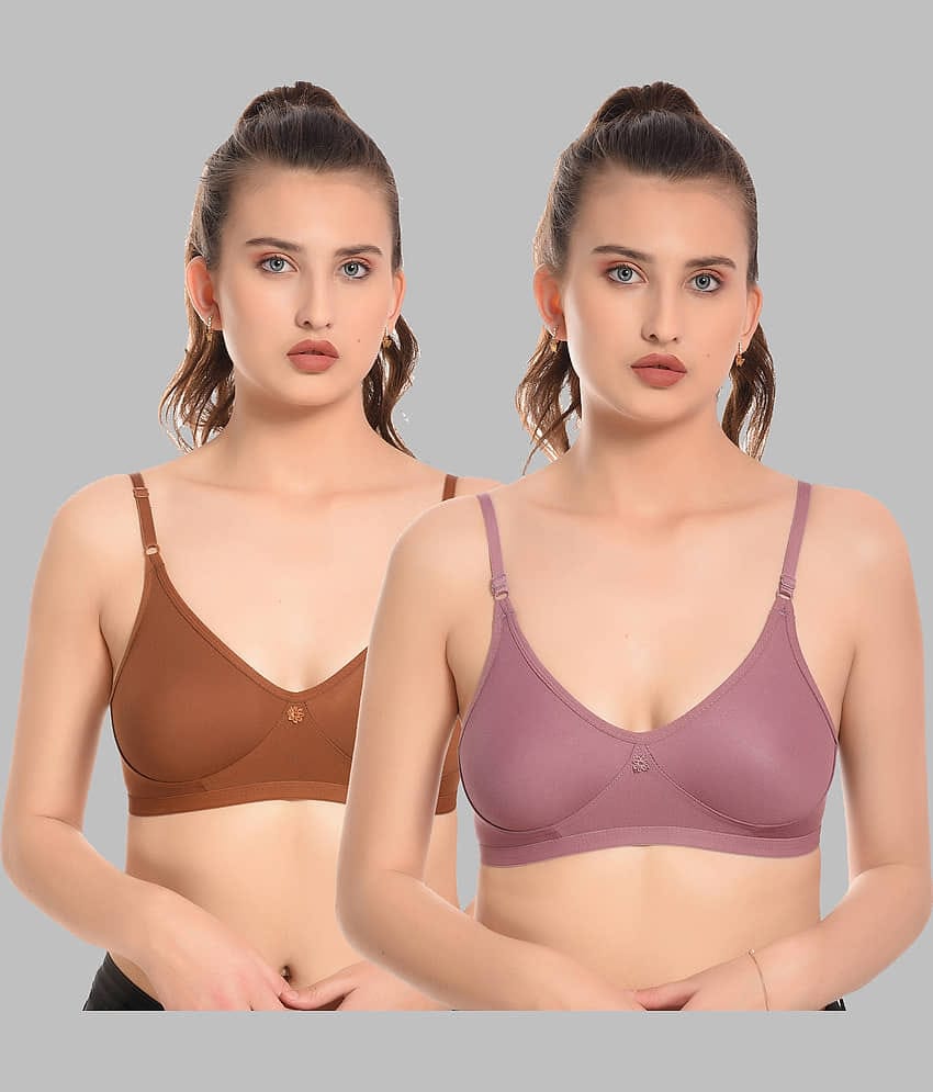 Elina Pack of 2 Cotton Non Padded Women's T-Shirt Bra ( Multicolor )