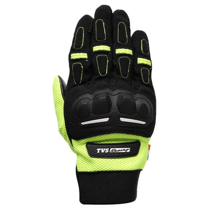 TVS Racing Xplorer Riding Gloves for Men-PVC & Carbon Protected Hand Gloves, Touch Screen Compatible Gloves, & Visor Wiper Fingertips while Riding-Premium Bike Riding Gear for Riding Bikers(Neon)
