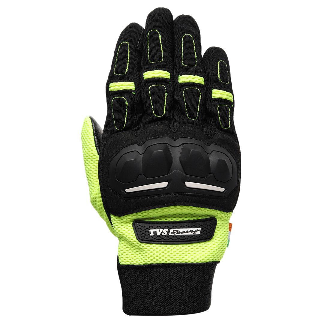 TVS Racing Xplorer Riding Gloves for Men-PVC & Carbon Protected Hand Gloves, Touch Screen Compatible Gloves, & Visor Wiper Fingertips while Riding-Premium Bike Riding Gear for Riding Bikers(Neon)