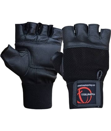 Triumph Power Leather Black Gym Gloves