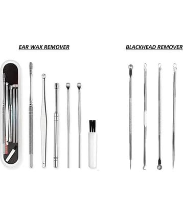 Lenon 6 Pcs Ear Pick Earwax Removal Kit and 4Pcs Blackhead Needle kit Ear Cleansing Tool Set, Ear Curette with Blackhead Remover Comedone Extractor,