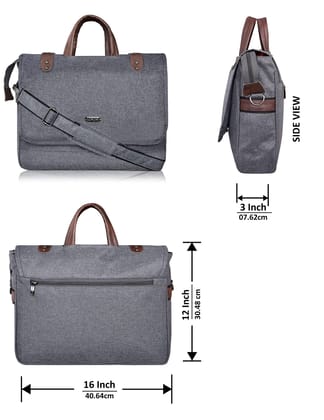 LOREM Grey & Brown Color Faux Leather 10L Laptop Messenger Bag For Men BG51