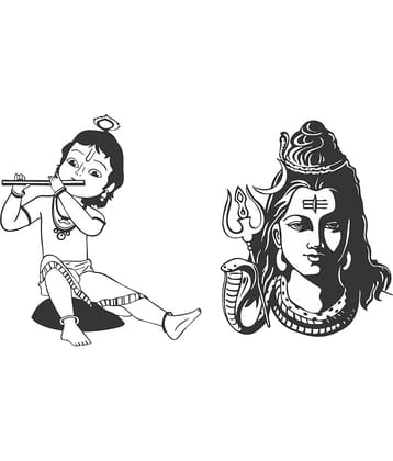 Asmi Collection God Little Krishna and Shiva Wall Sticker ( 50 x 40 cms )