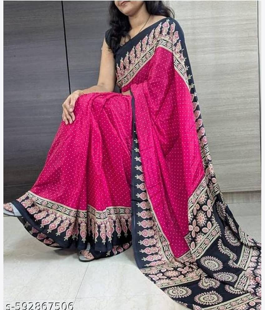 JIHANA FAB Georgette Printed Banarasi saree With Unstitched Blouse Piece ( Multicolor )