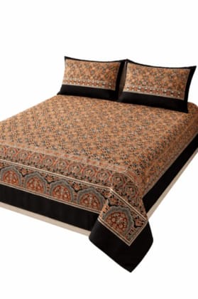 Hand Block Print Cotton Bed Sheet with Pillow Cover