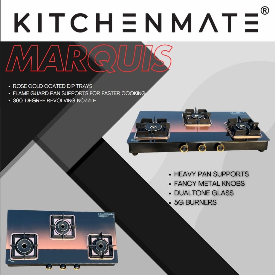 Kitchenmate Marquis Luxury Glasstop Cooktop with Rose Gold Premium Finish