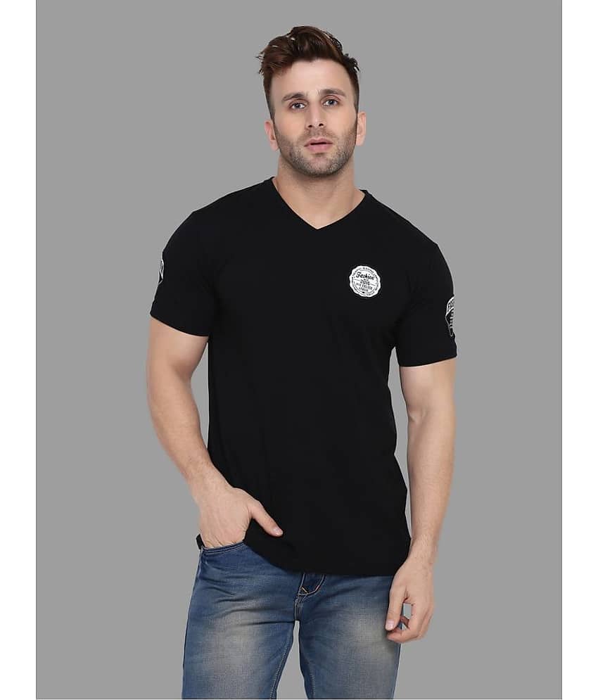 Tfurnish Cotton Blend Blue Solids Slim Fit T-Shirt