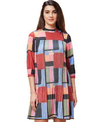 Globus Polyester Colorblock Above Knee Women's A-line Dress - Multi Color ( Pack of 1 )