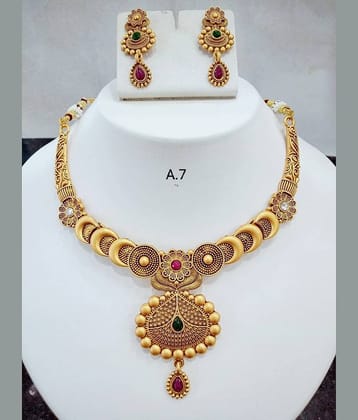 Shivay Fashion Golden Alloy Necklace Set ( Pack of 1 )