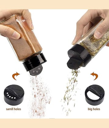 CROCO JAR Glass Black Spice Container ( Set of 2 )