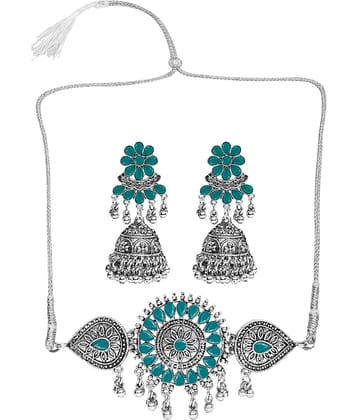 Sunhari Jewels Green German Necklace Set ( Pack of 1 )