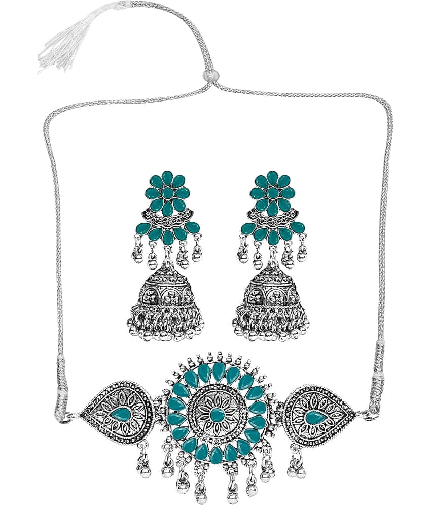 Sunhari Jewels Green German Necklace Set ( Pack of 1 )