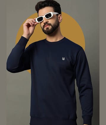 stelvin Cotton Blend Round Neck Men's Sweatshirt - Navy Blue ( Pack of 1 )