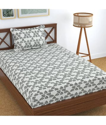 Homefab India Cotton Single Bedsheet ( Grey )