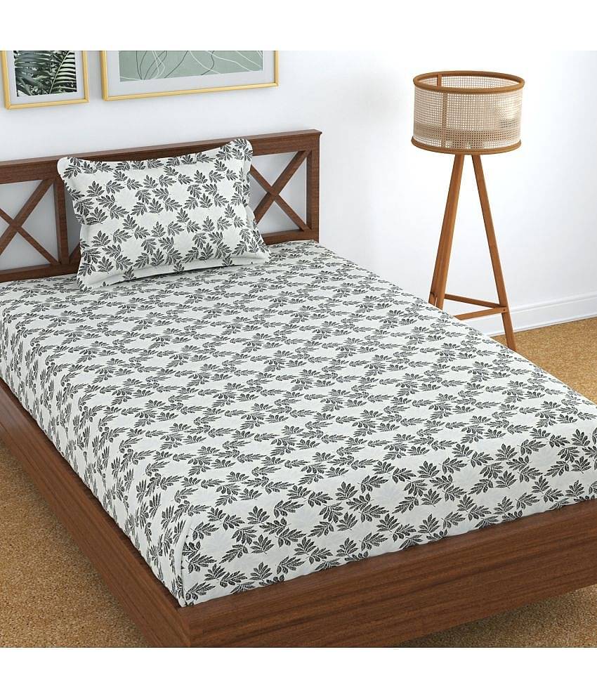 Homefab India Cotton Single Bedsheet ( Grey )