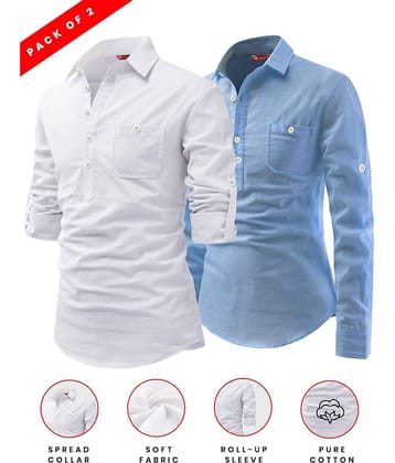 Yugnik Grey Cotton Men's Regular Kurta ( Pack of 2 )