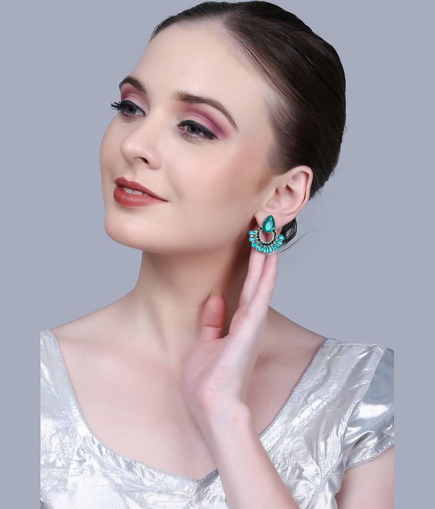 Sunhari Jewels Green Stud Earrings ( Pack of 1 )