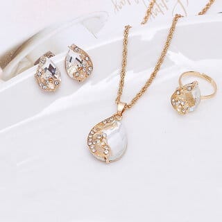 Bohemian Style Silver Pendant with Earring and Ring Set