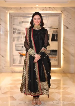 Black Beauti Long Anarkali Gown Dupata Outfits Black Beauti Long Anarkali Gown Dupata Outfits