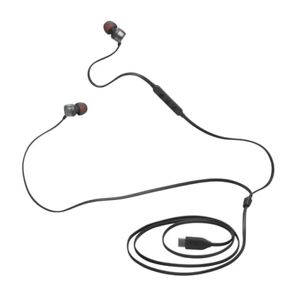 JBL Tune 310 Wired in Ear Type C Headphones, Hi-Res Audio with Digital-to-Analog Converter, 3-Button EQ Preset Remote with Microphone, Tangle-Free Flat Cable, Compatible with USB-C Devices (Black) JBL Tune 310 Wired in Ear Type C Headphones, Hi-Res Audio