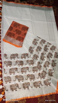 LINEN DIGITAL PRINTED SAREE 1424