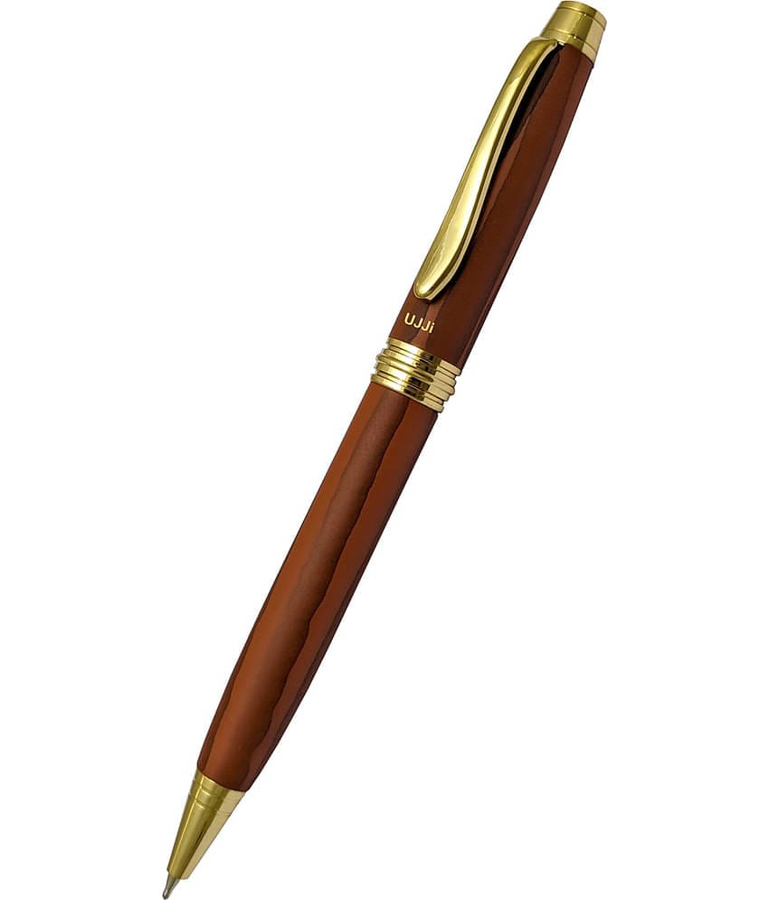 UJJi Wooden Look Design Metal Pen Brass Material (Blue Ink) Ball Pen