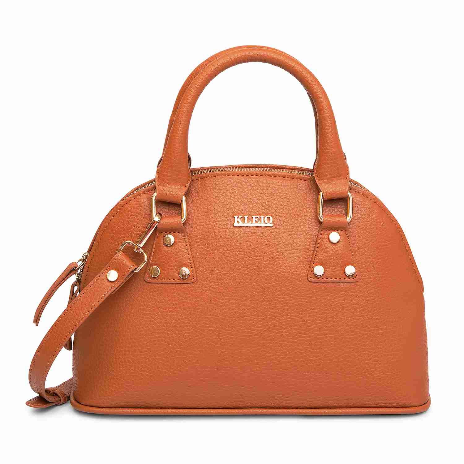 Textured Vegan Handbag (M)-Brown
