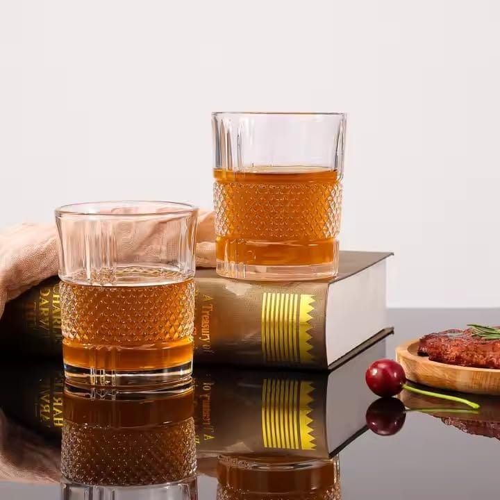Whiskey Glasses Transparent Tumblers, Perfect for Scotch, Bourbon, Wine, Cocktails (Set of 6; 310 ml)