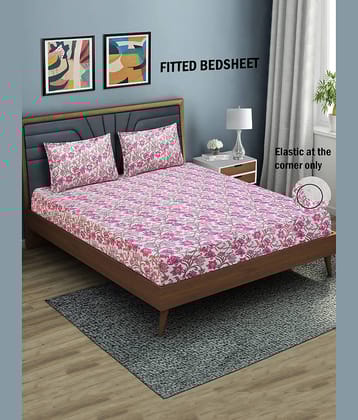 Home Candy Microfibre Floral 1 Bedsheet with 2 Pillow Covers - Pink