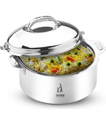 Dhara Stainless Steel Ultra 1800 Silver Steel Serve Casserole ( Set of 1 , 1400 mL )