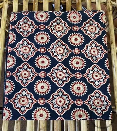Ajrakh Cotton Fabric For Kurta-Black