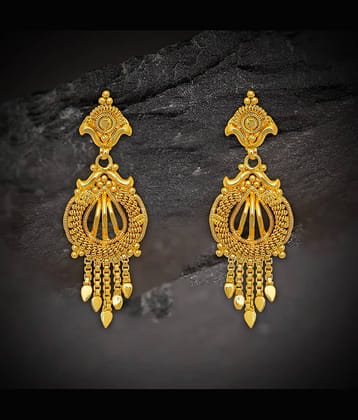 LUV FASHION Golden Drop Earrings ( Pack of 1 )
