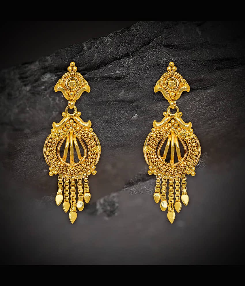LUV FASHION Golden Drop Earrings ( Pack of 1 )