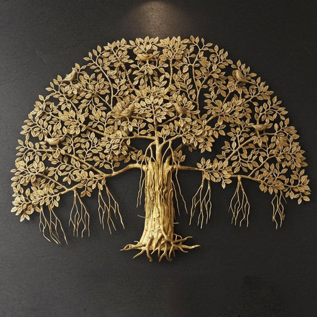 Brass Tree Wall Hanging Showpiece - Intricate Handcrafted Art, Height : 36 Inch (BSMAS1569 G)
